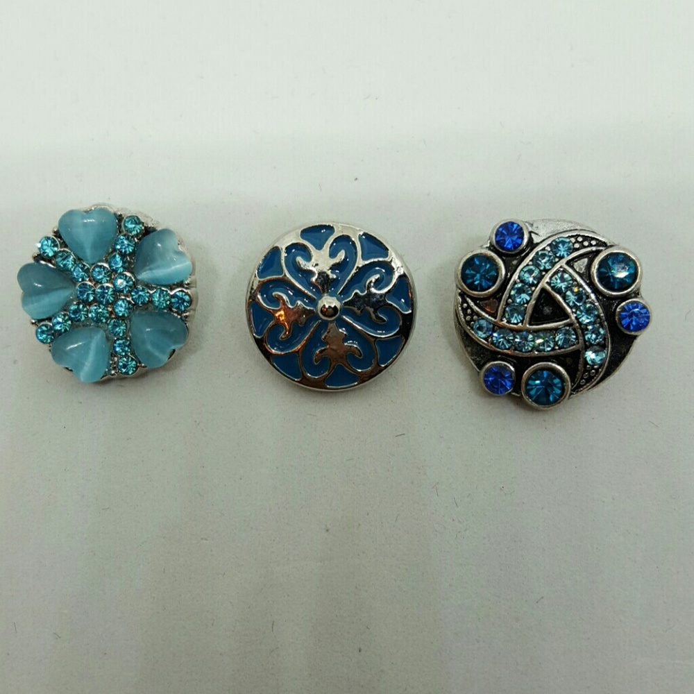 Set of three snap charms for snap bracelet